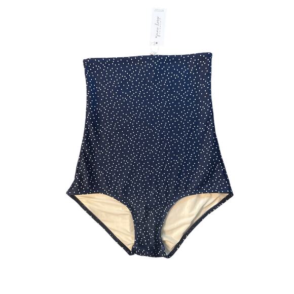 NWT Women XS June Loop Swimwear Ultra High Waist Swim Bottoms Polka Dot Navy` - Picture 1 of 4